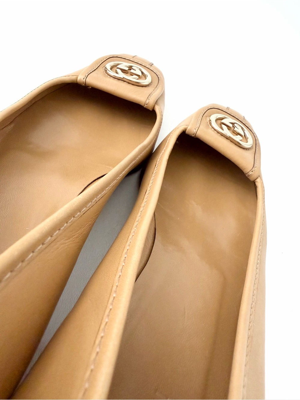 GUCCI | Tan Leather Interlocking GG Square Toe Block Heel Pumps EU 39C - Picture 8 of 12